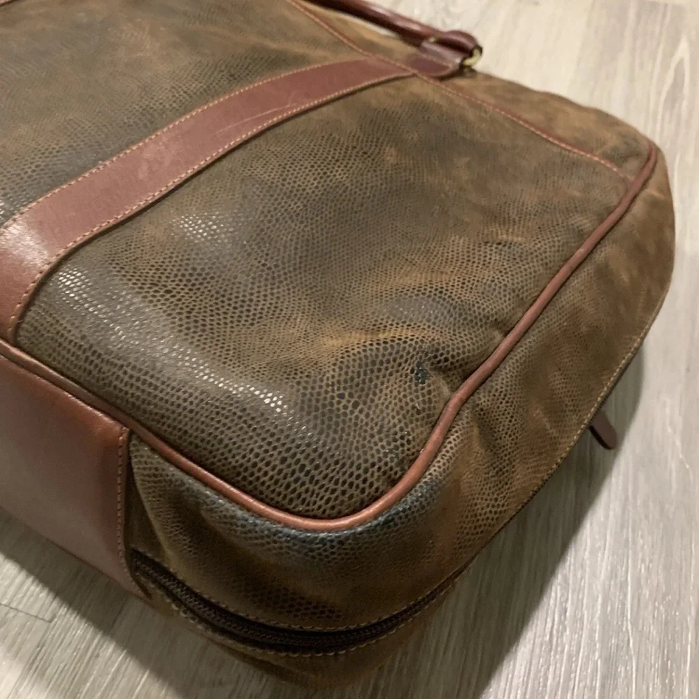 VINTAGE ORVIS BATTENKILL MESSENGER BRIEFCASE TRAVEL BAG BROWN LEATHER *RARE*
